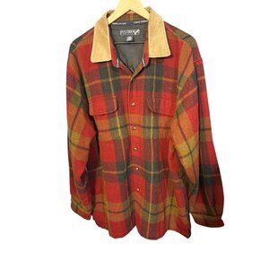 Ivy Crew Explorer Mens XXL Plaid Button-Up Shacket W/Suede Elbow Patches & Colla